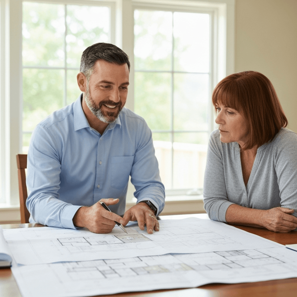White Hawk contractor consulting with homeowner on remodeling plans